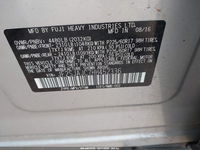 2017 SUBARU FORESTER JF2SJAJC7HH452336 Photo 8