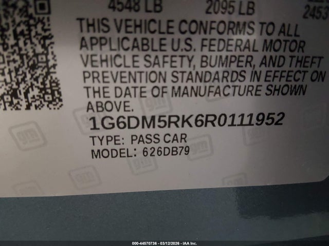 2024 Cadillac Ct5 Luxury მანქანა იყიდება აუქციონზე, vin: 1G6DM5RK6R0111952, აუქციონის ნომერი: 44570736