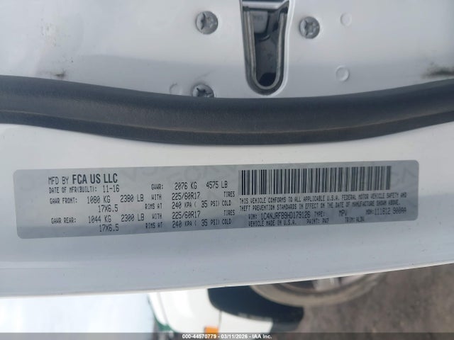 44570779 :رقم المزاد ، 1C4NJRFB9HD179126 vin ، 2017 Jeep Patriot High Altitude 4x4 مزاد بيع