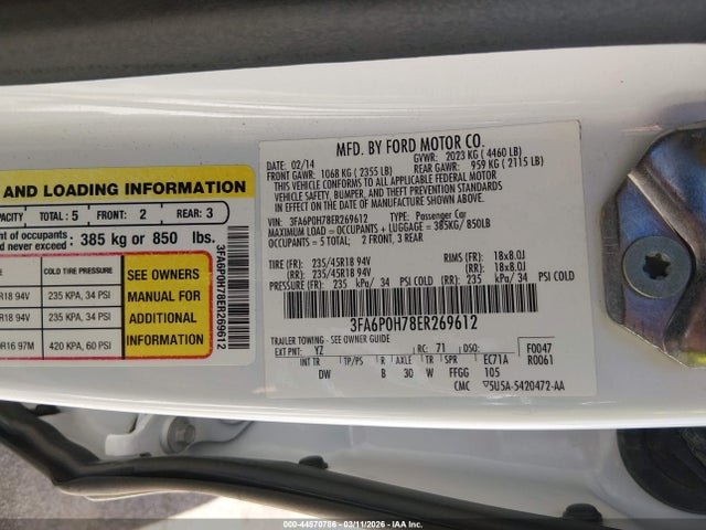Ford FUSION SE 2014 3FA6P0H78ER269612 Image 9