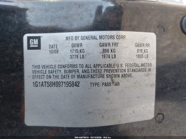 Aukcja sprzedaży 2009 Chevrolet Cobalt Lt, vin: 1G1AT58H097195842, numer aukcji: 44570818