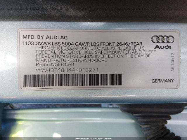 44570845 :رقم المزاد ، WAUDT48H44K013271 vin ، 2004 Audi A4 3.0 مزاد بيع