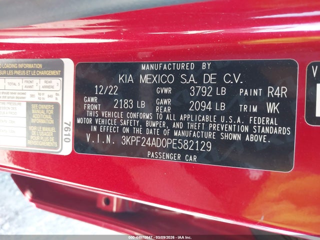 Продаж на аукціоні авто 2023 Kia Forte Lxs, vin: 3KPF24AD0PE582129, номер лоту: 44570847
