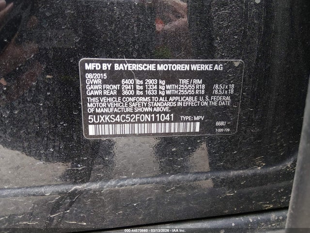 44570860 :رقم المزاد ، 5UXKS4C52F0N11041 vin ، 2015 Bmw X5 Xdrive35d مزاد بيع