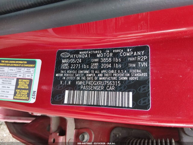Aukcja sprzedaży 2024 Hyundai Elantra Limited, vin: KMHLP4DGXRU756315, numer aukcji: 44570863