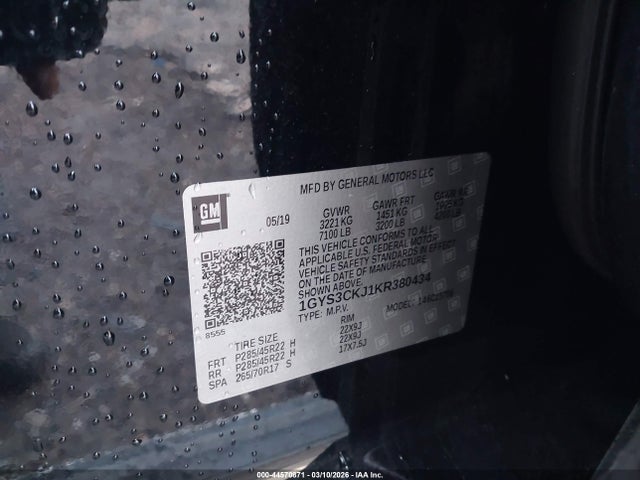 Auction sale of the 2019 Cadillac Escalade Premium Luxury, vin: 1GYS3CKJ1KR380434, lot number: 44570871