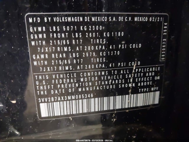 2021 VOLKSWAGEN TIGUAN 3VV2B7AX3MM085346 Photo 8