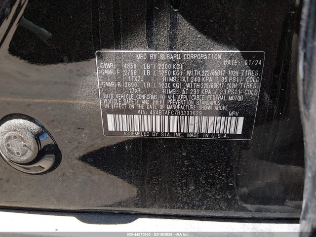 44570940 :رقم المزاد ، 4S4BTAFC7R3233629 vin ، 2024 Subaru Outback Premium مزاد بيع