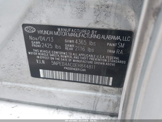 Hyundai SONATA GLS 2014 5NPEB4AC0EH844811 Image 9