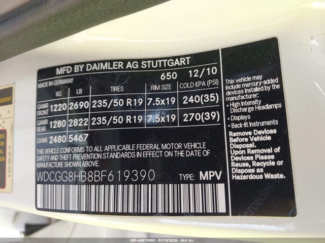 Продаж на аукціоні авто 2011 Mercedes-benz Glk 350 4matic, vin: WDCGG8HB8BF619390, номер лоту: 44570950