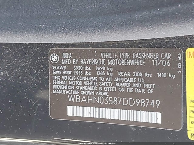 2007 BMW 760LI WBAHN03587DD98749 Photo 8