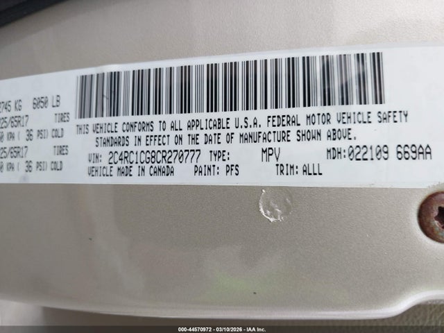 Aukcja sprzedaży 2012 Chrysler Town & Country Touring-l, vin: 2C4RC1CG8CR270777, numer aukcji: 44570972