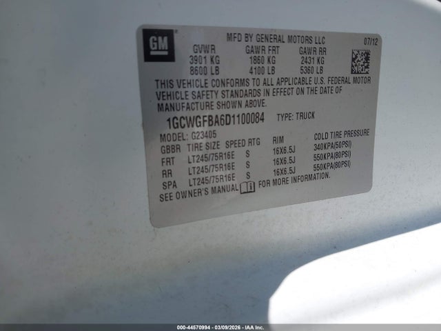 2013 CHEVROLET EXPRESS 2500 1GCWGFBA6D1100084 Photo 8