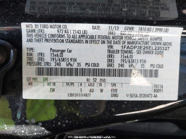 1FADP3E26EL220327 Ford FOCUS S