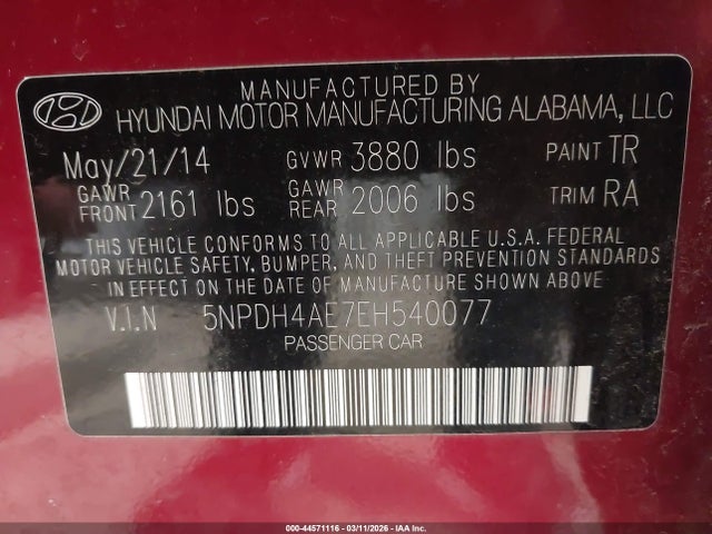 Hyundai ELANTRA SE 2014 5NPDH4AE7EH540077 Image 9