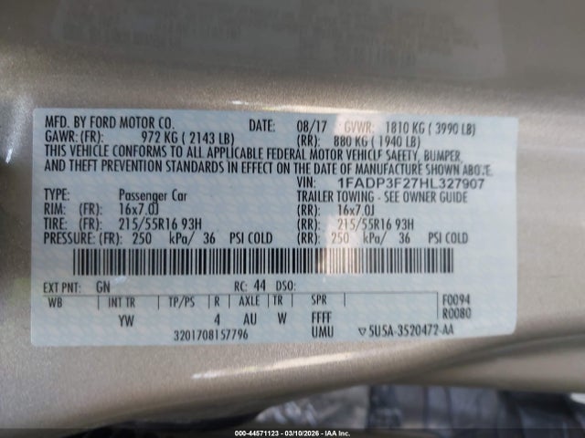 Ford FOCUS SE 2017 1FADP3F27HL327907 Image 9