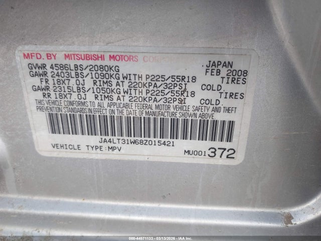 2008 MITSUBISHI OUTLANDER JA4LT31W68Z015421 Photo 8