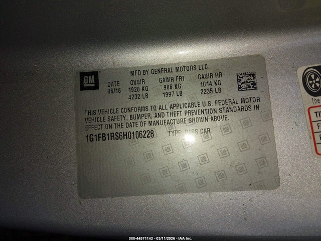 2017 CHEVROLET CAMARO 1G1FB1RS6H0106228 Photo 8