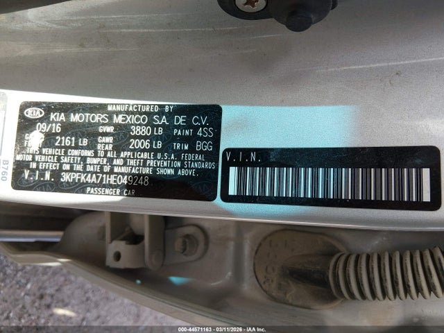 Продаж на аукціоні авто 2017 Kia Forte Lx, vin: 3KPFK4A71HE049248, номер лоту: 44571163