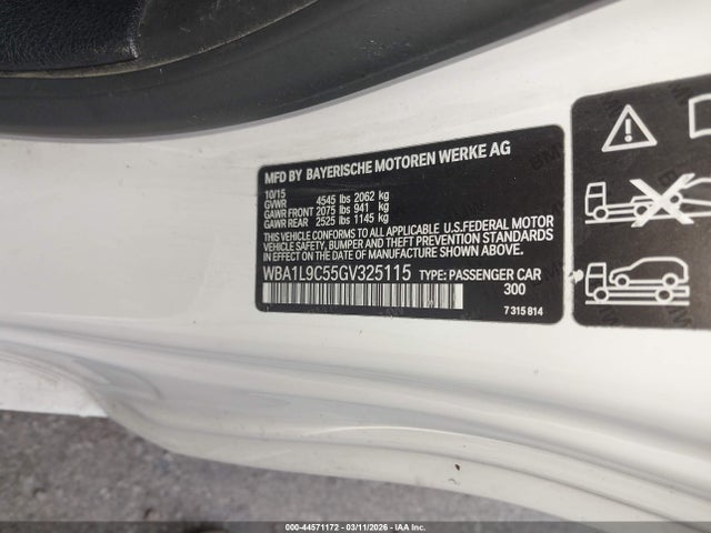 Aukcja sprzedaży 2016 Bmw 228i Xdrive, vin: WBA1L9C55GV325115, numer aukcji: 44571172
