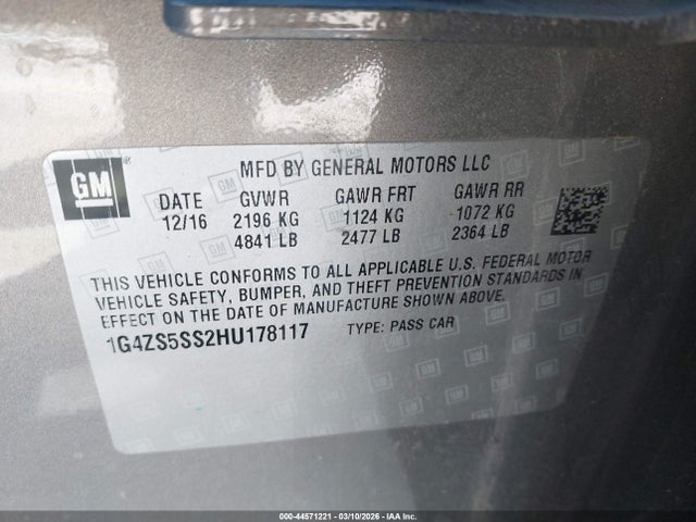 Aukcja sprzedaży 2017 Buick Lacrosse Premium, vin: 1G4ZS5SS2HU178117, numer aukcji: 44571221
