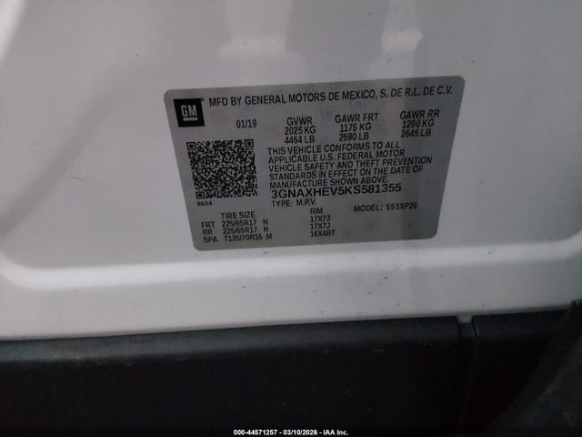 3GNAXHEV5KS581355 Chevrolet EQUINOX LS