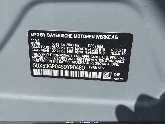 5UX53GP04S9Y90480 BMW X3 30 Xdrive