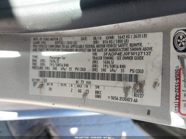 Ford FIESTA SE 2015 3FADP4EJ0FM127137 Image 9