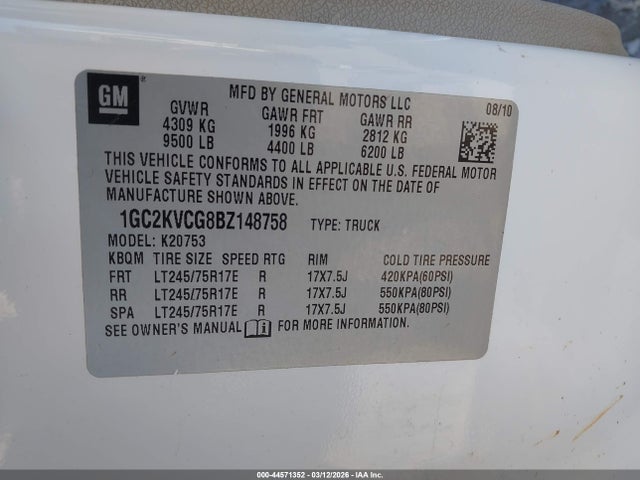 2011 CHEVROLET SILVERADO 2500HD 1GC2KVCG8BZ148758 Photo 8