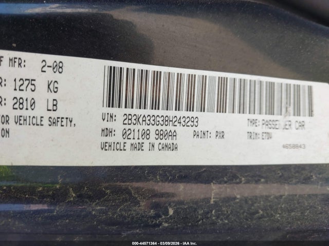 Продажа на аукционе авто 2008 Dodge Charger Sxt, vin: 2B3KA33G38H243293, номер лота: 44571364