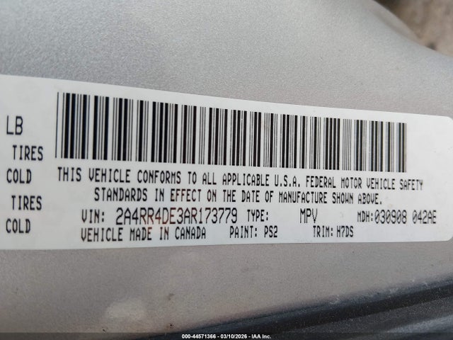 Aukcja sprzedaży 2010 Chrysler Town & Country Lx, vin: 2A4RR4DE3AR173779, numer aukcji: 44571366