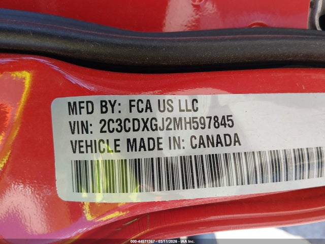 Продажа на аукционе авто 2021 Dodge Charger Scat Pack Widebody Rwd, vin: 2C3CDXGJ2MH597845, номер лота: 44571367