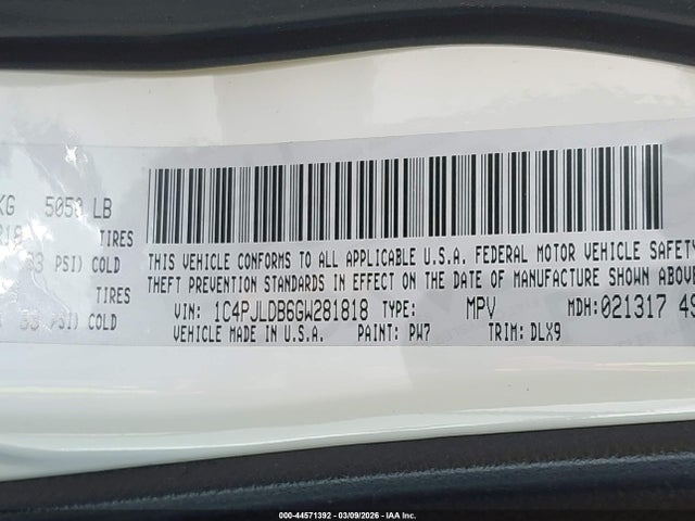 1C4PJLDB6GW281818 Jeep Cherokee Limited