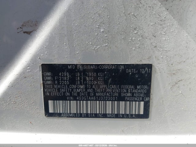 Продаж на аукціоні авто 2018 Subaru Impreza 2.0i, vin: 4S3GTAA61J3723001, номер лоту: 44571407