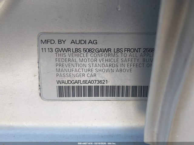 2014 Audi S4 3.0t Premium Plus მანქანა იყიდება აუქციონზე, vin: WAUDGAFL6EA073621, აუქციონის ნომერი: 44571416