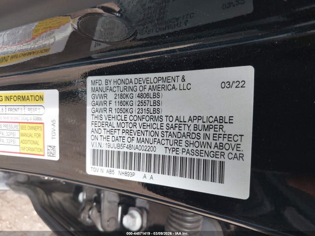 19UUB5F48NA002200 Acura Tlx Technology Package