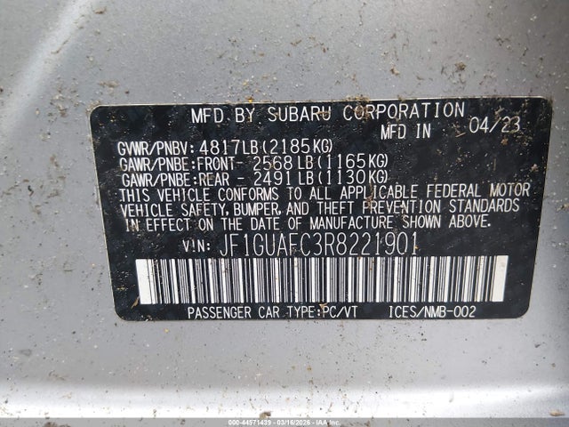 44571439 :رقم المزاد ، JF1GUAFC3R8221901 vin ، 2024 Subaru Impreza Sport 5-door مزاد بيع