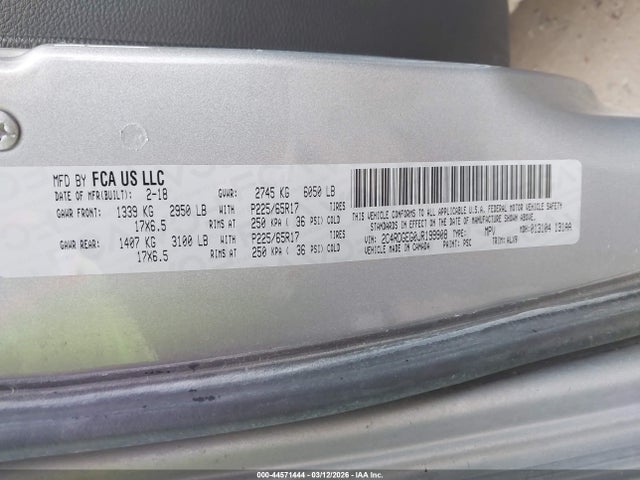 Aukcja sprzedaży 2018 Dodge Grand Caravan Gt, vin: 2C4RDGEG0JR199908, numer aukcji: 44571444