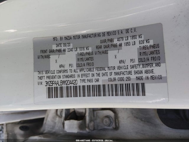 2021 MAZDA MAZDA3 3MZBPAAL6MM204420 Photo 8