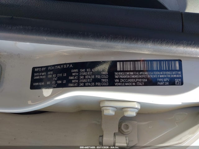 Продаж на аукціоні авто 2018 Jeep Renegade Latitude Fwd, vin: ZACCJABBXJPH61984, номер лоту: 44571489