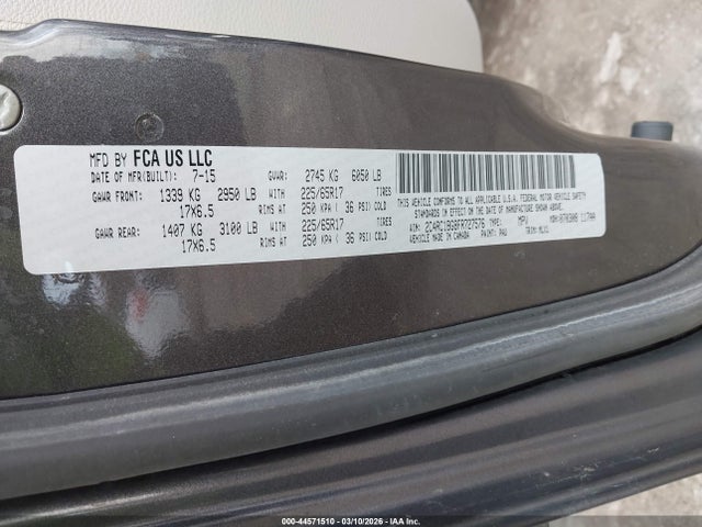 44571510 :رقم المزاد ، 2C4RC1BG8FR727576 vin ، 2015 Chrysler Town & Country Touring مزاد بيع