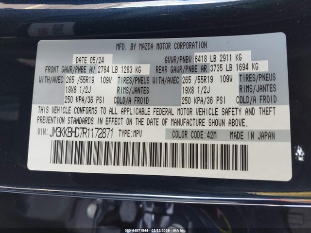 2024 MAZDA CX-90 JM3KKBHD7R1172871 Photo 8