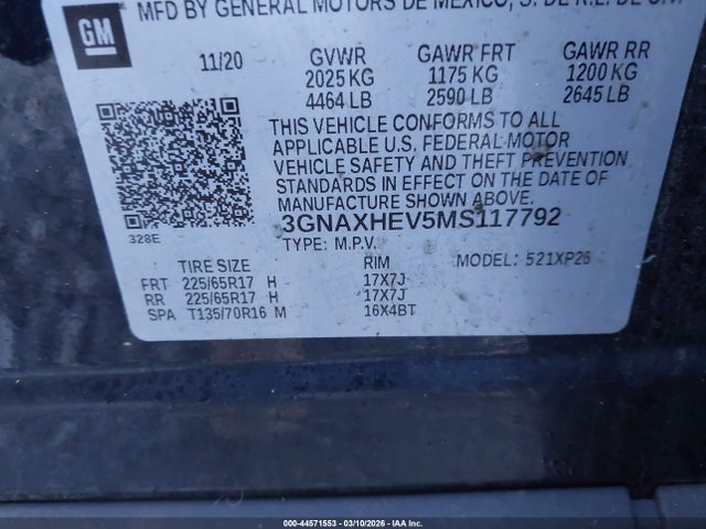 2021 CHEVROLET EQUINOX 3GNAXHEV5MS117792 Photo 8