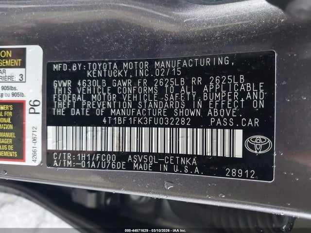 Toyota CAMRY LE 2015 4T1BF1FK3FU032282 Image 9