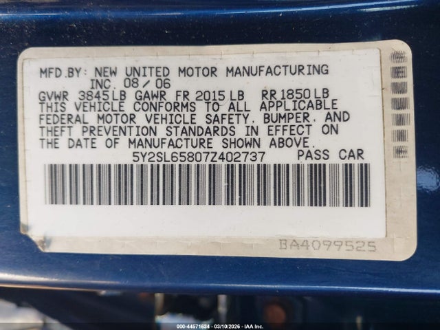2007 PONTIAC VIBE 5Y2SL65807Z402737 Photo 8