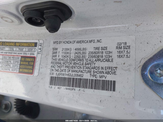 5J6RW1H53JL006462 Honda CR-V EX