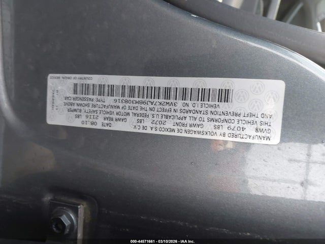 Продажа на аукционе авто 2011 Volkswagen Jetta 2.0l S, vin: 3VW2K7AJ9BM308316, номер лота: 44571661