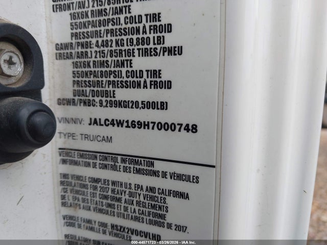 44571723 :رقم المزاد ، JALC4W169H7000748 vin ، 2017 Isuzu Npr Hd Dsl Reg At مزاد بيع