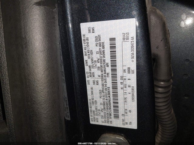 Продажа на аукционе авто 2022 Ford Escape Se, vin: 1FMCU9G68NUA58515, номер лота: 44571766