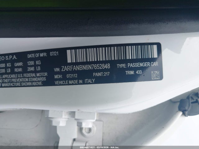 2022 ALFA ROMEO GIULIA ZARFANBN6N7652848 Photo 8